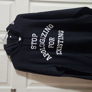 TWLOHA (To Write Love On Her Arms) STOP APOLOGIZING HOODIE: BLACK: EUC:SIZE L